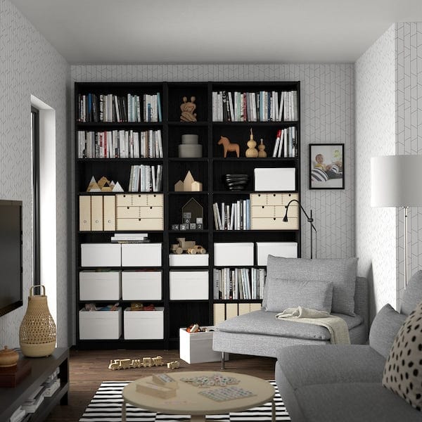 Ikea BILLY - Bookcase comb with extension units, black oak effect, 200x28x237 cm