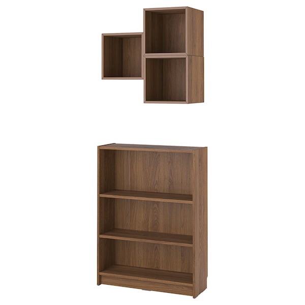 BILLY / EKET - Bookcase combination, brown walnut effect