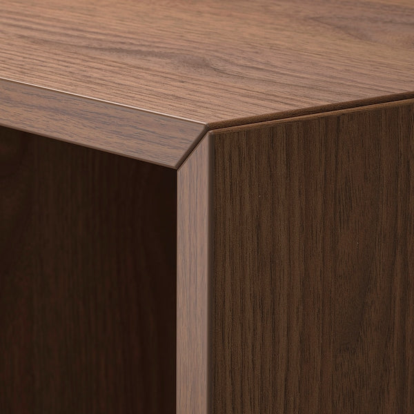 BILLY / EKET - Storage combination with doors, brown walnut effect/clear glass