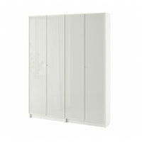 BILLY / HÖGBO bookcase combination w glass doors, white, 160x202 cm