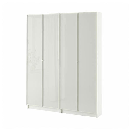 Ikea BILLY / HÖGBO - Bookcase combination w glass doors, white, 160x202 cm