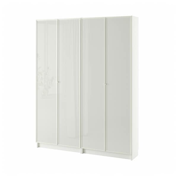 BILLY / HÖGBO - Bookcase combination w glass doors, white, 160x202 cm