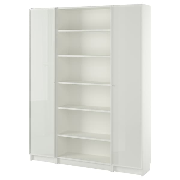 Ikea BILLY / HÖGBO - Bookcase combination w glass doors, white, 160x202 cm