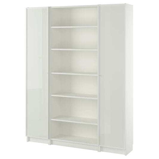 Ikea BILLY / HÖGBO - Bookcase combination w glass doors, white, 160x202 cm