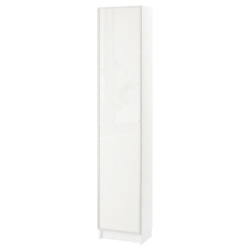 BILLY / HÖGBO - Bookcase combination w glass doors, white, 40x30x202 cm