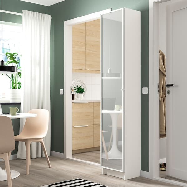 BILLY / HÖGBO - Bookcase combination w glass doors, white, 40x30x202 cm - best price from Maltashopper.com 89494423
