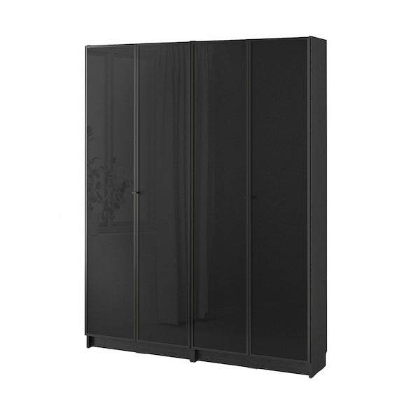 BILLY / HÖGBO - Bookcase / glass door combination, black oak effect,160x202 cm - best price from Maltashopper.com 89484080