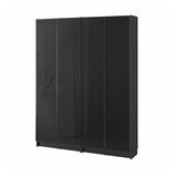 BILLY / HÖGBO bookcase combination w glass doors, black oak effect, 160x202 cm