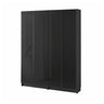 BILLY / HÖGBO bookcase combination w glass doors, black oak effect, 160x202 cm