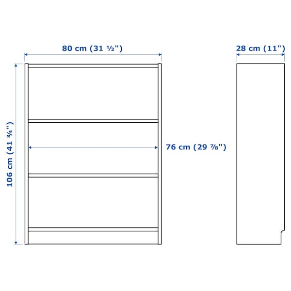 Ikea BILLY - Bookcase, white, 80x28x106 cm