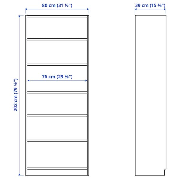 Ikea BILLY - Bookcase, white, 80x40x202 cm