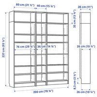 BILLY - Bookcase, white, 200x28x237 cm - best price from Maltashopper.com 89017827