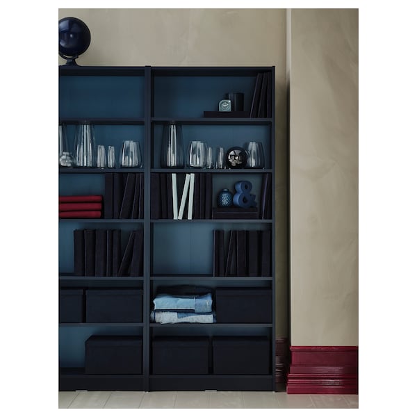 BILLY - Bookcase, black-blue, 80x28x202 cm - best price from Maltashopper.com 30504527