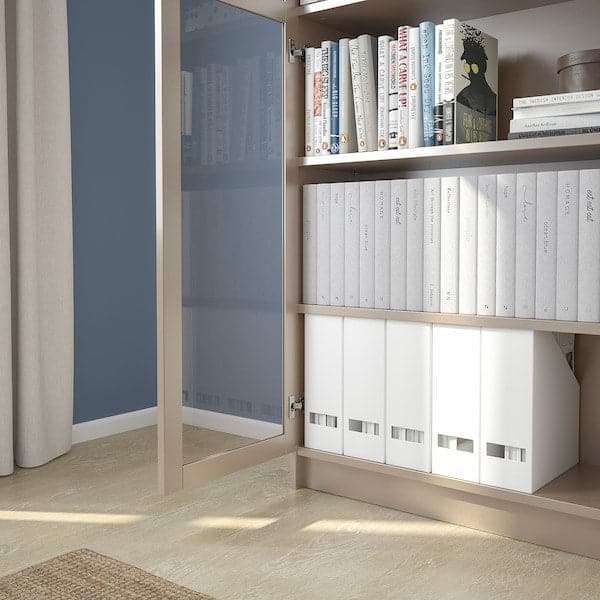 BILLY - Bookcase with glass-doors, grey/metallic effect, 80x30x202 cm - best price from Maltashopper.com 00415603