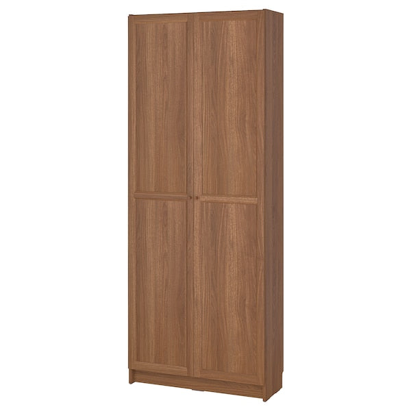 BILLY - Bookcase with doors, brown walnut effect, 80x30x202 cm