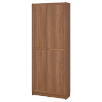 BILLY - Bookcase with doors, brown walnut effect, 80x30x202 cm