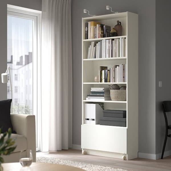 BILLY - Bookcase with drawer, white, 80x30x202 cm - best price from Maltashopper.com 39483808