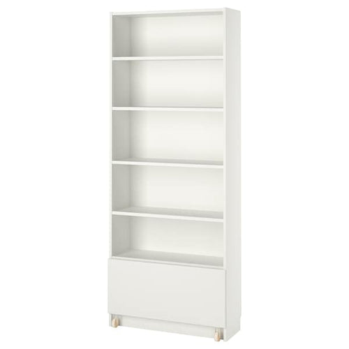 BILLY - Bookcase with drawer, white, 80x30x202 cm