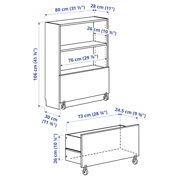 Ikea BILLY - Bookcase with drawer, white, 80x30x106 cm