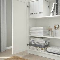 BILLY - Bookcase with panel/glass doors, white, 80x42x202 cm - best price from Maltashopper.com 69398837