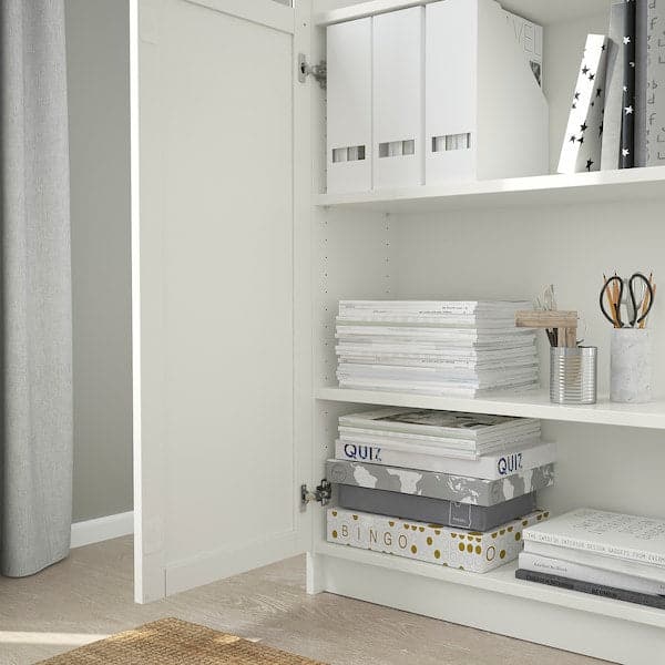 BILLY - Bookcase with panel/glass doors, white, 80x42x202 cm - best price from Maltashopper.com 69398837