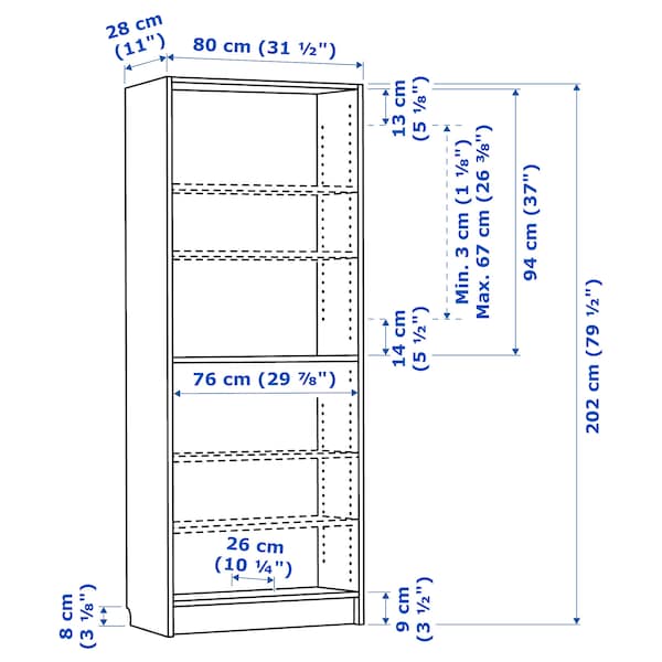 BILLY - Bookcase, birch effect,80x28x202 cm - best price from Maltashopper.com 10495864