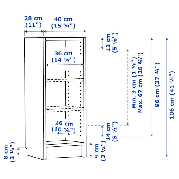 Ikea BILLY - Bookcase, oak effect, 40x28x106 cm