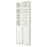 BILLY / OXBERG bookcase w hght ext ut/pnl/glss drs, white, 80x30x237 cm