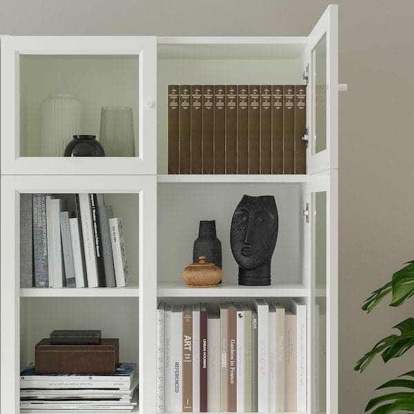 BILLY - Bookcase w hght ext ut/pnl/glss drs, white, 80x30x237 cm