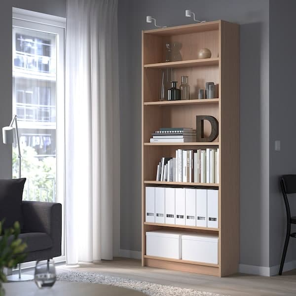 BILLY - Bookcase, white stained oak veneer , 80x28x202 cm - Premium Bookcases & Standing Shelves from Ikea - Just €128.99! Shop now at Maltashopper.com