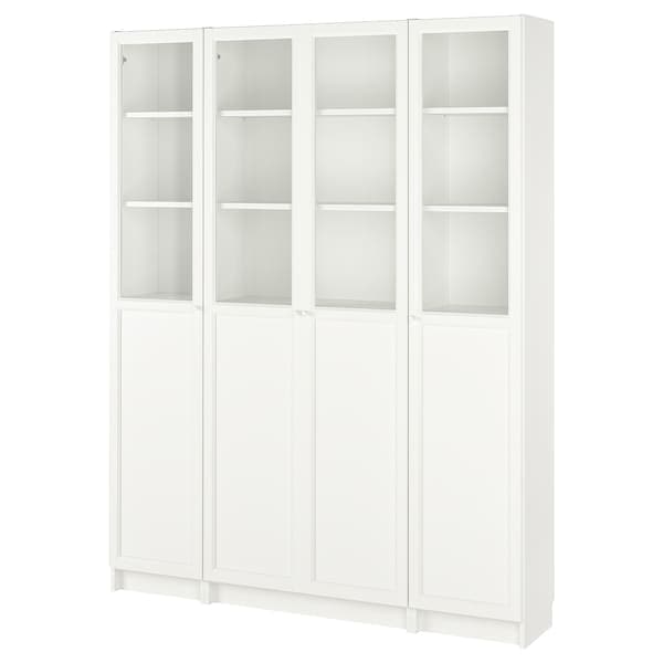 BILLY / OXBERG - Bookcase comb w panel/glass doors, white, 160x202 cm - best price from Maltashopper.com 39483605