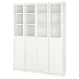 BILLY / OXBERG bookcase comb w panel/glass doors, white, 160x202 cm