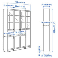 BILLY / OXBERG - Bookcase comb w panel/glass doors, oak effect, 160x202 cm - best price from Maltashopper.com 79483547