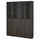 BILLY / OXBERG bookcase comb w panel/glass doors, dark brown oak effect, 160x202 cm