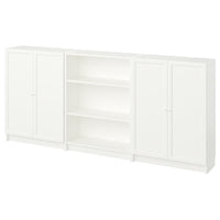 BILLY / OXBERG - Bookcase combination with doors, white, 240x106 cm - best price from Maltashopper.com 19483588