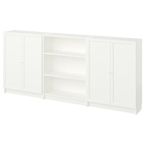 BILLY / OXBERG - Bookcase combination with doors, white, 240x30x106 cm