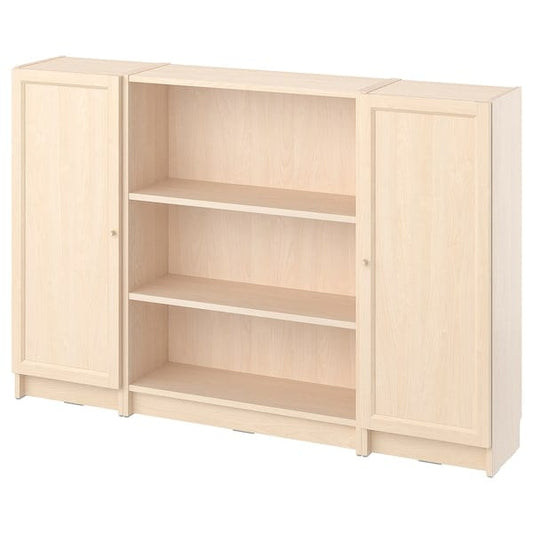 Ikea BILLY / OXBERG - Bookcase combination with doors, birch effect,160x106 cm