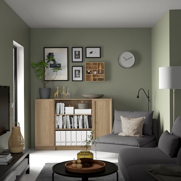Ikea BILLY / OXBERG - Bookcase combination with doors, oak effect, 160x106 cm