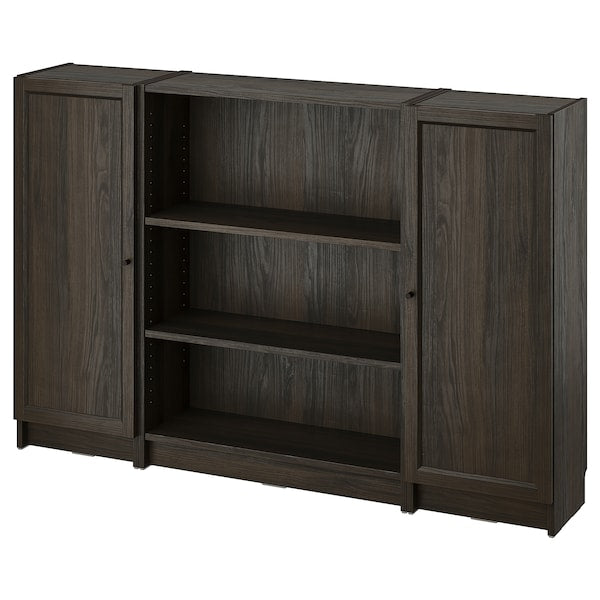 BILLY / OXBERG - Bookcase combination with doors, dark brown oak effect,160x106 cm