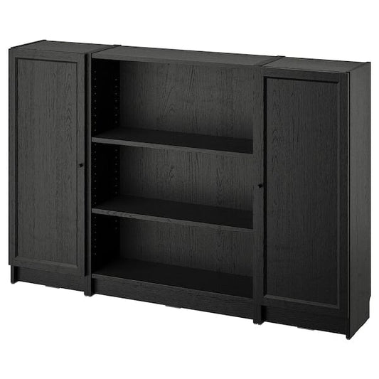 Ikea BILLY / OXBERG - Bookcase combination with doors, black oak effect, 160x106 cm