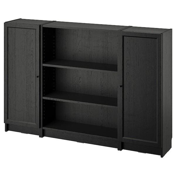 Ikea BILLY / OXBERG - Bookcase combination with doors, black oak effect, 160x106 cm