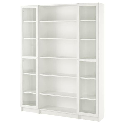 BILLY / OXBERG - Bookcase combination w glass doors, white, 160x202 cm