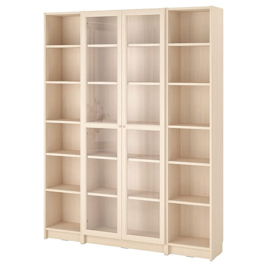 Ikea BILLY / OXBERG - Bookcase/glass door combination, birch effect,160x202 cm