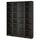 BILLY / OXBERG - Bookcase/glass door combination, dark brown oak effect,160x202 cm