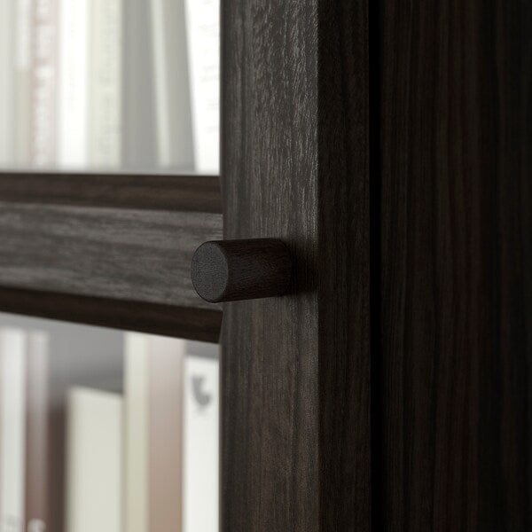 Ikea BILLY / OXBERG - Bookcase/glass door combination, dark brown oak effect,160x202 cm