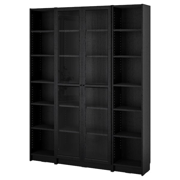 Ikea BILLY / OXBERG - Bookcase combination w glass doors, black oak effect, 160x202 cm
