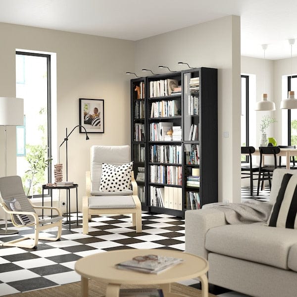 Ikea BILLY / OXBERG - Bookcase combination w glass doors, black oak effect, 160x202 cm