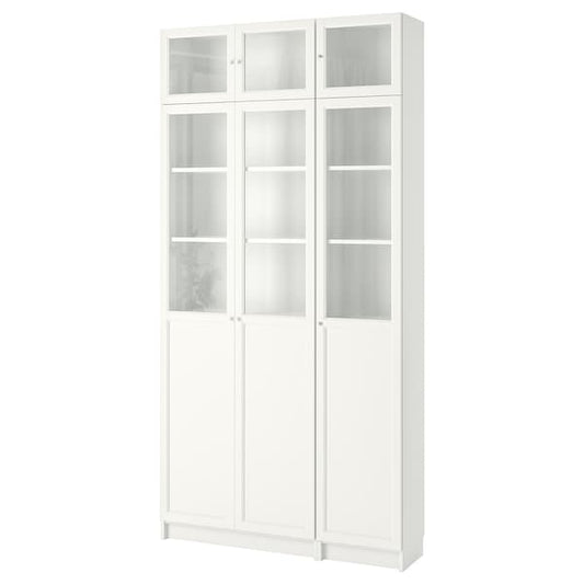 Ikea BILLY / OXBERG - Bookcase, white/glass, 120x30x237 cm