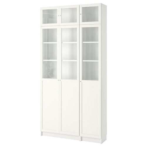 BILLY / OXBERG - Bookcase, white/glass, 120x30x237 cm