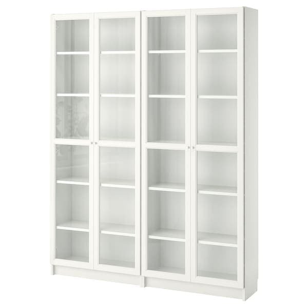 BILLY / OXBERG - Bookcase, white/glass, 160x30x202 cm - best price from Maltashopper.com 89017832